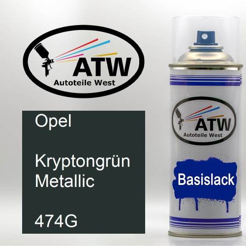 Opel, Kryptongrün Metallic, 474G: 400ml Sprühdose, von ATW Autoteile West.